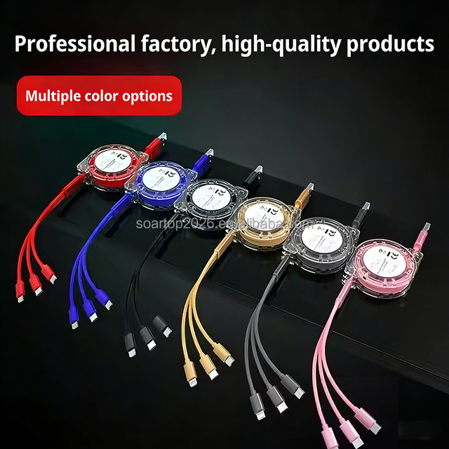 Factory Price Multiple 3 In1 Retractable Mobile Phone Cable USB Extension Charging Cable Custom Logo