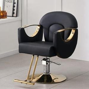 Sillón de Barbería Hidráulico de Acero Inoxidable Negro, Silla Reclinable para Corte de Cabello con Inclinación, Muebles Modernos para Salón - Product Image 3