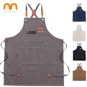 <span class=keywords><strong>Delantal</strong></span> de Cocina de Lona Gris de Alta Calidad con Logotipo Personalizado, <span class=keywords><strong>Delantal</strong></span> Ajustable con Tirantes Cruzados y Bolsillos Grandes para Mujeres y Hombres - Product Image 1