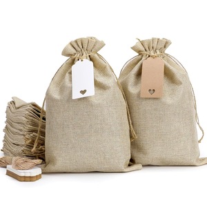 30 piezas por paquete, bolsa de regalo con cordón de lino, regalo de fiesta de boda, bolsa con cordón de lino con tarjetas de bricolaje - Product Image 3