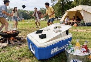 Nevera Portátil de Plástico HS de 35L con Juego de Bean Bag, Caja Refrigeradora para Mantener los Alimentos Frescos, Nevera Rígida con Juegos - Product Image 3