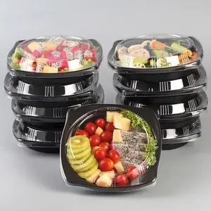 Boîte à salade PET jetable écologique de qualité alimentaire blister en plastique jetable estampage de fruits gaufrage vernis de stratification mat