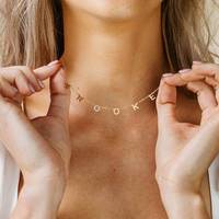 Collar de Cadena con Letras Personalizadas de Acero Inoxidable, Chapado en Oro de 18K, Collar con Letras en Inglés para Parejas, Collares de Moda