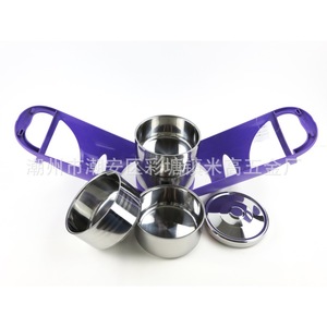 Stainless Steel Bento <b>Box</b> Double Layer <b>Insulated</b> <b>Lunch</b> <b>Box</b> With Lid Round Shape Solid Color Food Container - Product Image 1