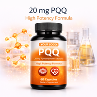 Capsules PQQ OEM Pyrroloquinoline Quinone 20mg Soutien Énergétique Cellulaire Santé Cérébrale Fonction Mitochondriale Complément Alimentaire