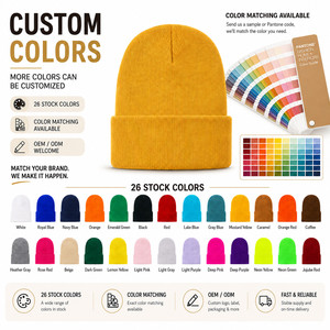 Bonnet en acrylique tricoté chaud d'hiver avec logo personnalisé brodé en 3D, couleur unie, style bonnet de ski d'extérieur avec revers, vente en gros - Product Image 3
