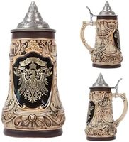 Chope à bière allemande moderne en porcelaine 1L avec couvercle écologique – Cadeau idéal pour les fêtes