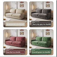 Canapé-lit sectionnel moderne en forme de L, style nordique, avec dossier rembourré en chenille, accoudoirs carrés et pieds en métal pour salon