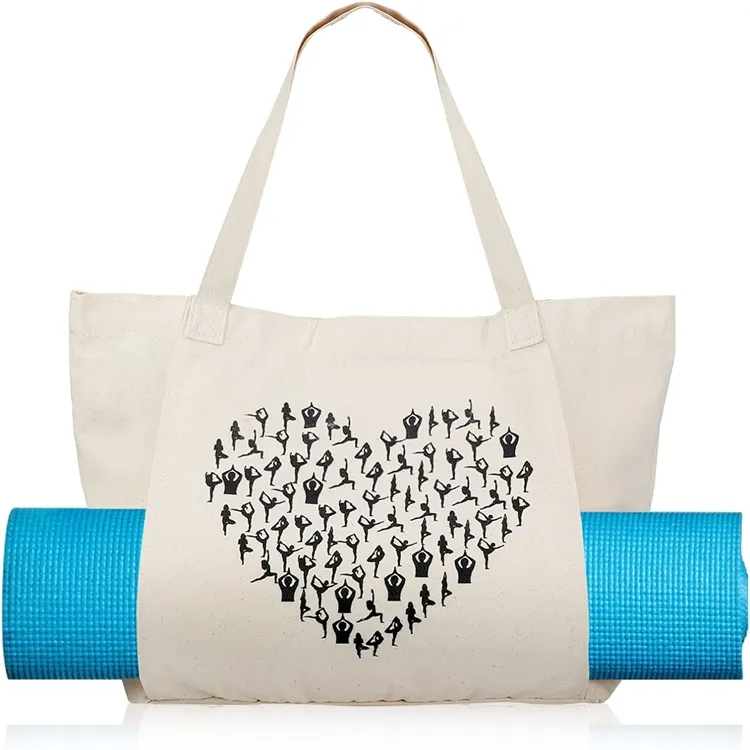 Großhandel Yoga-Matte Tote-Tasche Yoga-Leinwand-Trainingstasche mit Yoga-Matte Tragetasche große Fitnessstudio-Büro-Tasche für Pilates Reisen