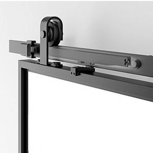 Kit de quincaillerie pour porte de grange à montage supérieur, mécanisme de fermeture douce, verre trempé transparent intérieur, cadre en acier au carbone, fibre de verre 6 mm d'épaisseur - Product Image 3