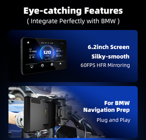 Écran de moto 6,2 pouces pour BMW, CarPlay sans fil, Android Auto, étanche IP67, commande native Wonder Wheel, Plug and Play - Product Image 2