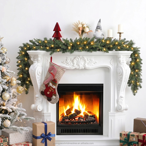 Ensemble de Noël de luxe écologique en pin Buzzard, directement de l'usine - Guirlande et couronne d'entrée de 1,5 m avec LED blanc chaud - Product Image 1