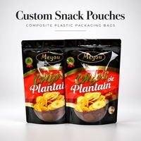 Sachets d'emballage personnalisés noirs brillants pour chips de banane, scellables à chaud, en aluminium et plastique, pour snacks croustillants et chips de plantain