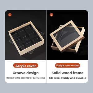 Caja de Sushi Cuadrada Desechable Ecológica de Madera Maciza Estilo Japonés, Tapa Transparente Acrílica Antivaho, Logotipo Personalizado - Product Image 5