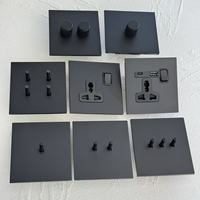 Interrupteur variateur à double pôle à redresseur à semi-conducteurs, prise universelle UK/EU avec USB Type-C, noir mat, interrupteur mural