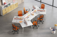 Poste de travail pour 4 personnes, poste de travail de bureau double face dos à dos pour quatre personnes avec boîte de câblage rabattable MGX-006A