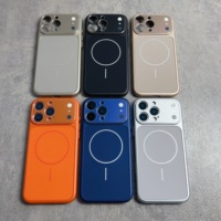 Étui de téléphone à anneau d'aspiration magnétique fin de haute qualité pour iPhone 17 16 Pro Max métal grande fenêtre cadre de lentille étui de téléphone PC dur