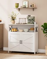 Petit meuble de bar à café avec étagère réglable, buffet de style farmhouse avec porte pour le salon