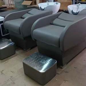 Muebles contemporáneos modernos para barbería, sillas duraderas de champú de cuero sintético con lavabo de cerámica, precio de fábrica para Baño - Product Image 3