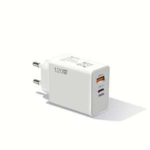 Dual Port 120w Pd Qc3.0 Qc5.0 Usb Type C Fast Travel Phone Wall Charger With Eu Us Uk <b>Plug</b> for Phone - Product Image 1