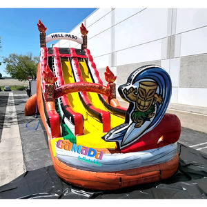 Tobogán Acuático Inflable con Piscina y Casa de Juegos para Niños, Color Rojo Mármol y Naranja, <span class=keywords><strong>Hell</strong></span> Paso, Comercial - Product Image 1