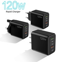 Pengisi Daya Ponsel 120W 16W Standar Eropa, Amerika, dan Inggris Kepala Pengisian Multi-port Adaptor Peralatan Rumah Tangga Kecil