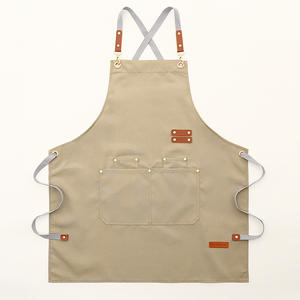 Delantales de cocina de Chef con espalda cruzada de lona resistente al aceite y agua para publicidad comercial personalizada con bolsillos para limpieza - Product Image 6