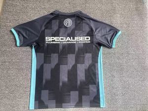 Kişiselleştirilmiş tasarım yüksek kalite spor Tshirt dokuma kaburga nakış logosu nefes Polyester futbol forması özel takım üniforma - Product Image 4
