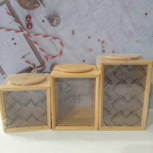 Contenedor cuadrado de bambú para almacenar alimentos con tapa de bambú transparente, caja para refrigerios y frutos secos de cocina - Product Image 3