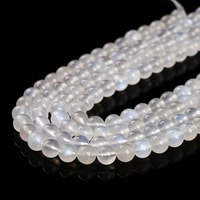 Perles de pierre de lune bleue naturelle JD 4-12mm en gros, de haute qualité, rondes, à reflets, pierres précieuses espacées pour la fabrication de bijoux
