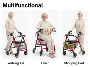 Déambulateur léger en aluminium pour adultes, pliable, avec siège, aide à la marche, dispositif médical - Product Image 2