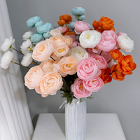 4 têtes de fleurs artificielles en soie : Ranunculus, Lotus, Rose thé pour décoration de mariage et de maison, arrangement floral