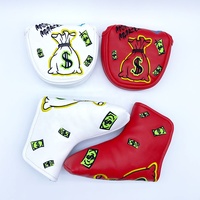 Housse de putter de golf en PU noir/blanc/rouge avec motif sac à monnaie dollar américain brodé et fermeture magnétique – Vente en gros