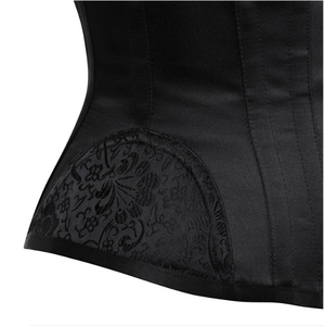 Black Women Satin <strong>Cupless</strong> Bustier Firm Tummy Control Lace up Waist Training <strong>Corset</strong> 3 Steel Bones - Product Image 5