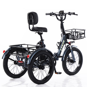 Tricycle électrique pliable de 20 pouces pour adultes, cadre en aluminium, moteur sans balais, 7 vitesses, panier de rangement de style sac à dos - Product Image 3