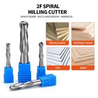 Fraise à queue sphérique à 2 dents en carbure revêtu DLC 15 °   Fraiseuse CNC Helix HRC55, outil sur mesure OEM ODM