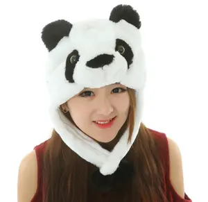 Chapéu de panda de animais para crianças, chapéu de pelúcia do inverno quente dos desenhos animados personalizado