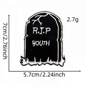 Nouvelle Broderie Thermocollante Amusante Style Noir Crâne Rose Rock pour Décoration Vêtements et Sacs à Dos - Product Image 6