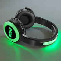 Casque et émetteur de disco silencieux à 4 canaux avec LED RGB sur la tête et les oreilles, super basses, sans bruit, pour fêtes