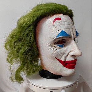 Masque de clown souriant en latex, cheveux verts, accessoire de costume d'Halloween, cosplay, jeu de rôle - Product Image 4