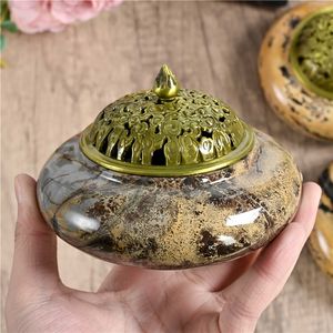 Quemador de Incienso de Estilo Religioso Vintage con Placa Redonda de Cristal Natural Único de Jasper para Sanación, Venta al por Mayor - Product Image 6