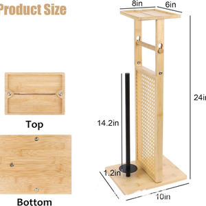 Bamboo Toilet <b>Paper</b> Holder 24in Floor Standing Wood <b>Tissue</b> Storage Rack Bathroom Organizer - Product Image 1