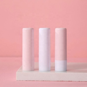 In Stock 4.5g Pink White Lip Balm <b>Tube</b> <b>Plastic</b> Lipstick Container White Smooth Cylinder Lip Gloss Container - Product Image 3