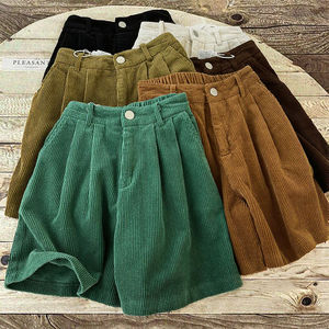 Pantalones Cortos Retro Transpirables de Pana con Cintura Elástica para Mujer, Novedad Otoño-Invierno, de Cintura Alta, Estilizadores, Versátiles, Casuales y de Pierna Ancha - Product Image 3