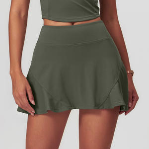 ชุดเทนนิส2ชิ้นสำหรับผู้หญิงชุดฝึกป้องกันเสื้อโค้ทแขนยาวมีซิปเสื้อแจ็คเก็ตและกระโปรงสำหรับใส่เล่นยิมฟิตเนส - Product Image 4