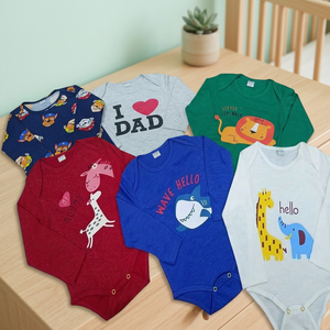 Lot de 5 bodys bébé à manches longues en coton, style décontracté, avec pantalons et shorts pour garçons, collection printemps – Prix FOB bas de gros - Product Image 3