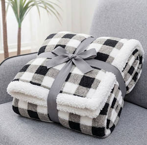 Manta <span class=keywords><strong>de</strong></span> Sherpa Personalizada con Diseño a Cuadros, Manta <span class=keywords><strong>de</strong></span> Lana Lujosa para Cama o Sofá - Product Image 2