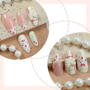 Venta al por Mayor de 24 Uds./Set de <span class=keywords><strong>Uñas</strong></span> Postizas con Diseño de Cerezas para el Día de San Valentín, Forma Almendrada Corta, Personalizables - Product Image 2