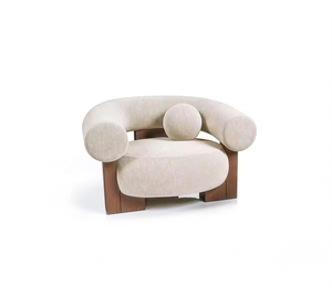 Sillón Individual Nórdico para Sala de Estar, Muy Popular, con Estructura de Madera Maciza y Tapicería de Tela - Product Image 2