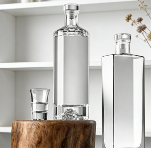 Botella de Vidrio para Licor View Mountain, Botella Vacía de 500 ml, Diseño Alto <span class=keywords><strong>con</strong></span> Base Volcánica y Sellada - Product Image 4